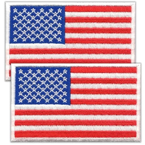 Laughing Lizards American Flag Patch 2Pack Iron On USA Patches USA United States of America US Flag Patch sew on for Cloth Uniform Hat Backpack Jacket Pants Accessories Standard