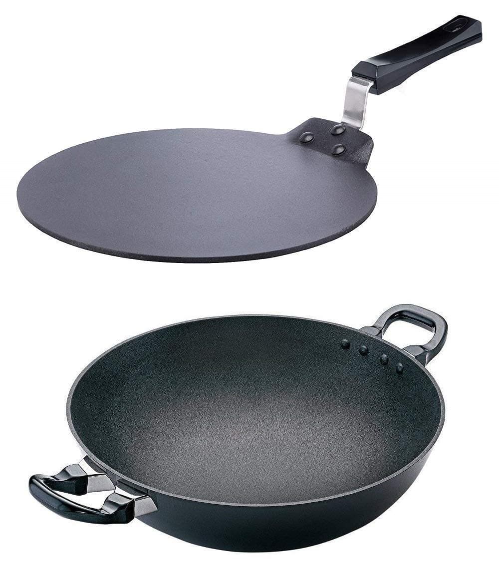 Hawkins Futura Non Stick Cookware 2 pcs Combo Set (28 cm Tawa + 4 LTS Kadhai)
