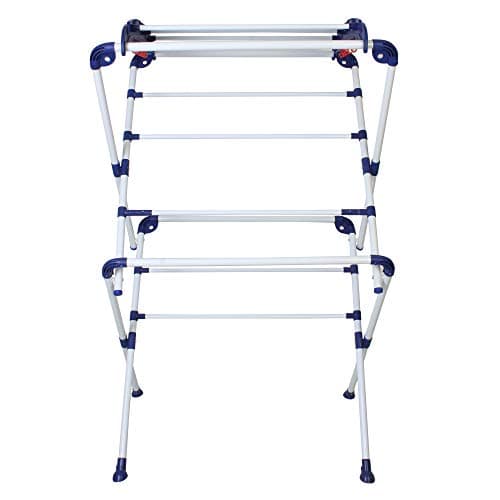 ZOSHOMI Essentials Foldable Clothes Drying Stand | Rust-Proof Alloy Steel Airer | Multi-Tier Laundry Rack for Indoor & Outdoor Use (White)