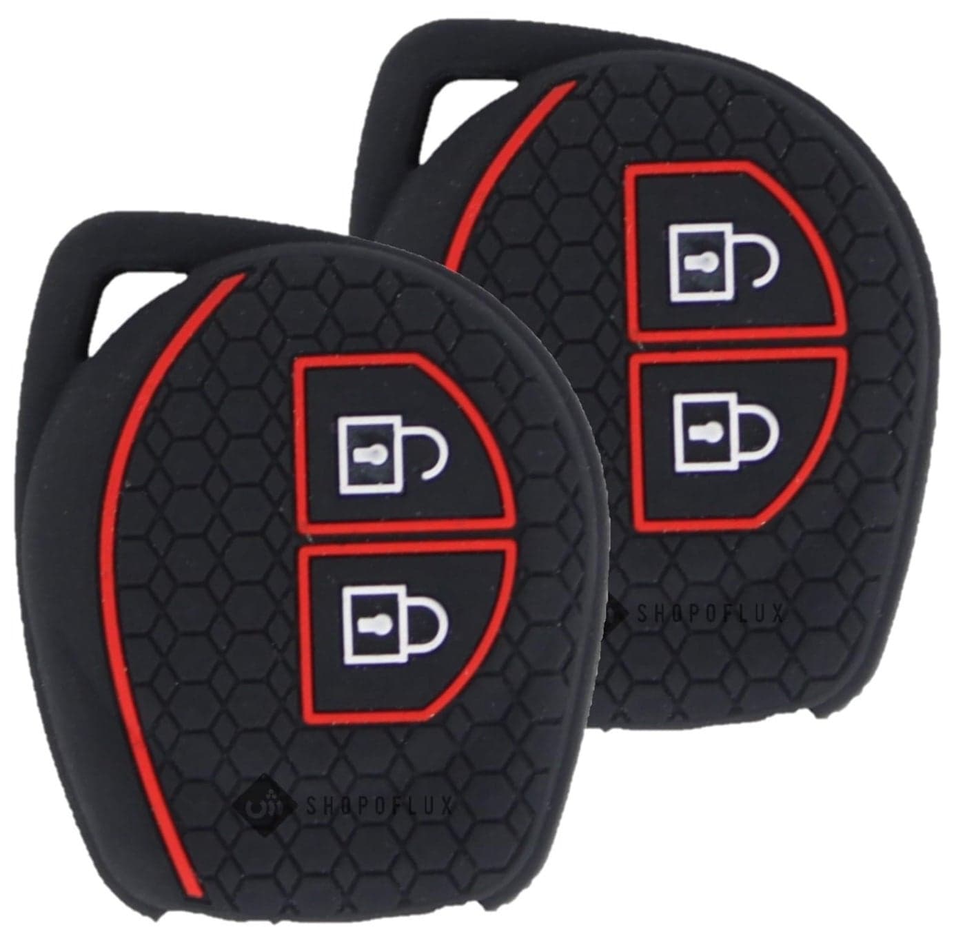Shopoflux® Silicone Key Cover Compitable with Swift | Wagonr | Celerio | Swift Dzire | Alto | Fronx | Breza | S Presso | Ignis 2 Button Remote Key (Black) (2)