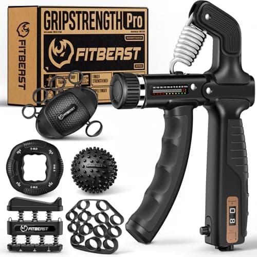 FitBeast Grip Strength Trainer Hand Gripper Strengthener Kit 6 Pack with Adjustable Resistance Forearm Strengthener Forearm Exerciser and Massage Balls for Hand Therapy Grip Training and Recovery