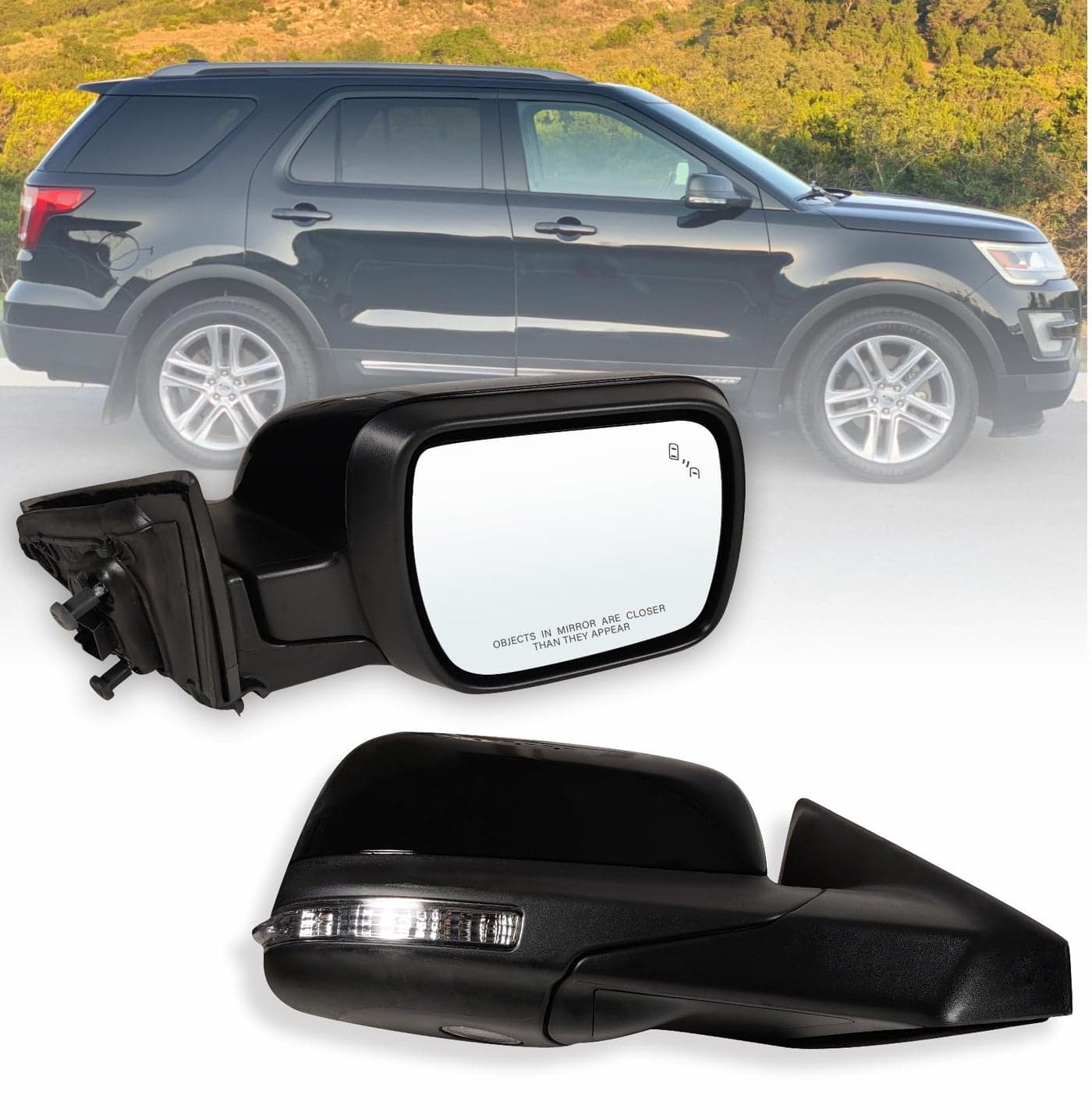 Lqito Right Passenger Side Mirror Fits 20112019 Ford Explorer With Blind Spot Power Heated Turn signal Puddle Light Without Power Folding 9Pins Replaces GB5Z17682TCPTM