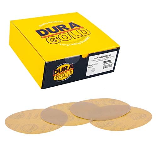 Dura-Gold Premium 800 Grit 6" Gold Sandpaper Discs, No Hole Pattern Dustless, Box of 50, Hook & Loop Backing for DA Sander, Finishing Coarse Sanding Abrasive Automotive Paint, Woodworking Wood, Metal