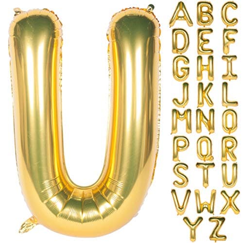 Letter Balloons 40 Inch Giant Jumbo Helium Foil Mylar for Party Decorations Gold U