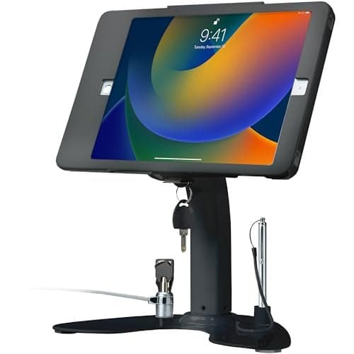 Dual Kiosk Stand – CTA Dual Security Kiosk Stand with Locking Case, Cable, and 360-Degree Rotating Base – Compatible with iPad 7th/ 8th/ 9th Gen 10.2-inch, iPad Air 4, (PAD-ASKB10) – Black