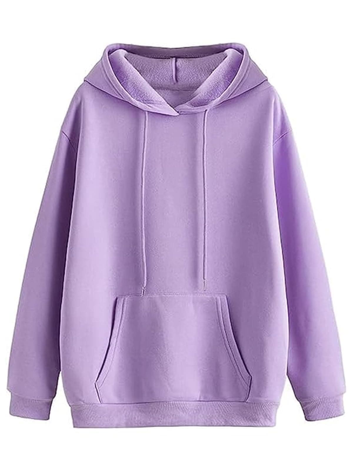 JUNEBERRY® Cotton Fleece Regular Fit Solid Sweatshirt Jumper Hoodie for Women (JB_W02_Lilac_XXL_UL)