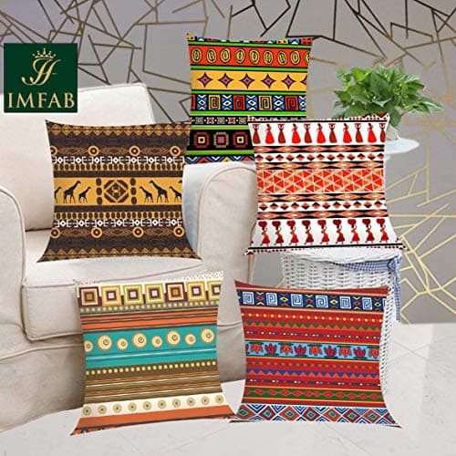 IM FAB Canvas Cotton 250TC Cushion Covers, 16X16 inches, Multicolour, Set of 5 Pieces