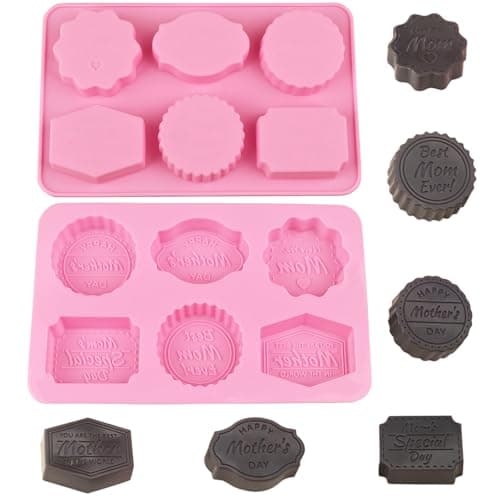 EDUEE Mothers Day Chocolate Molds 2pcs Silicone Molds for Homemade Soap Candle Resin Candy Pudding