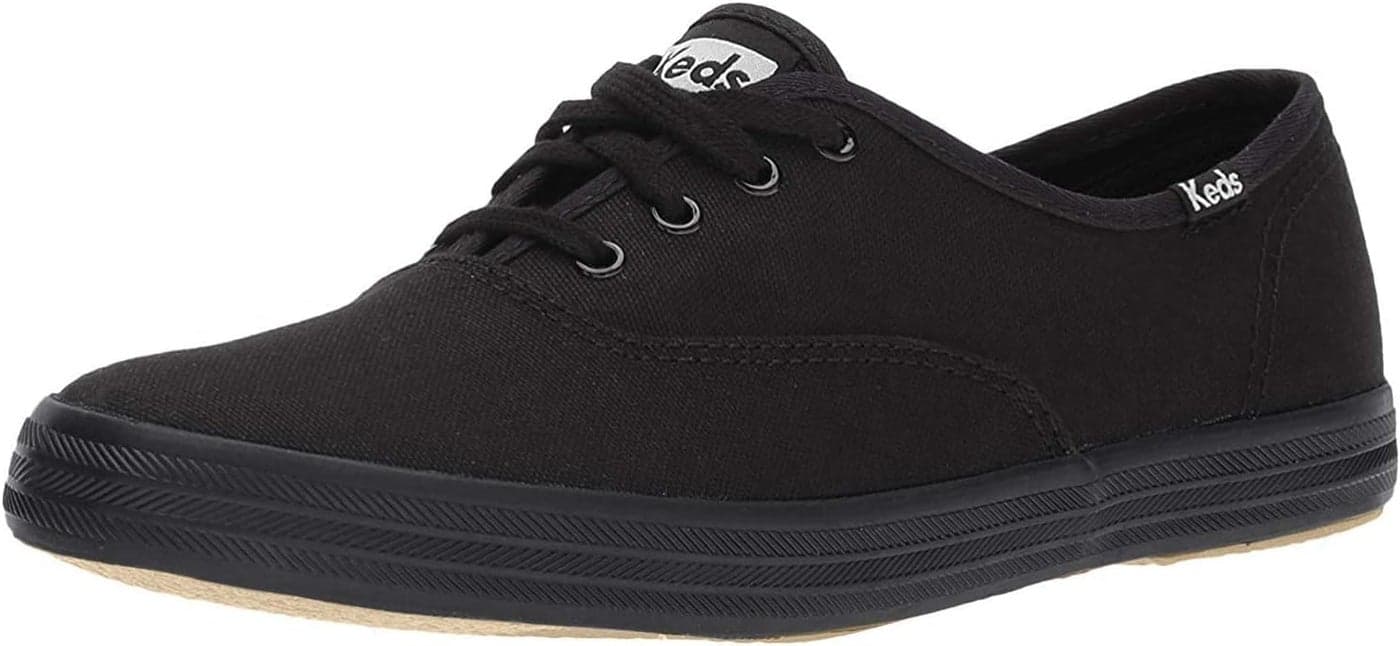 Keds womens Champion Canvas Sneaker, Black/Black, 9.5 Wide US