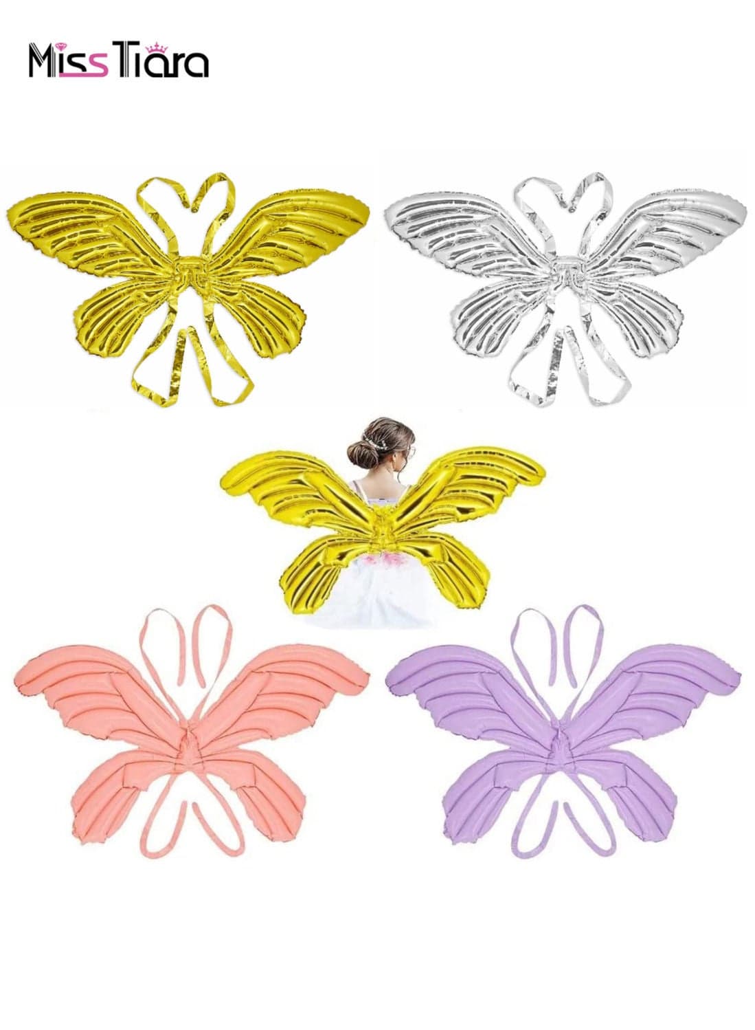 4 Pcs Butterfly Fairy Wings Balloons Butterfly Foil Balloons,122CM Large Wings Balloon, Butterfly Themed Party Wedding Birthday Party Supplies