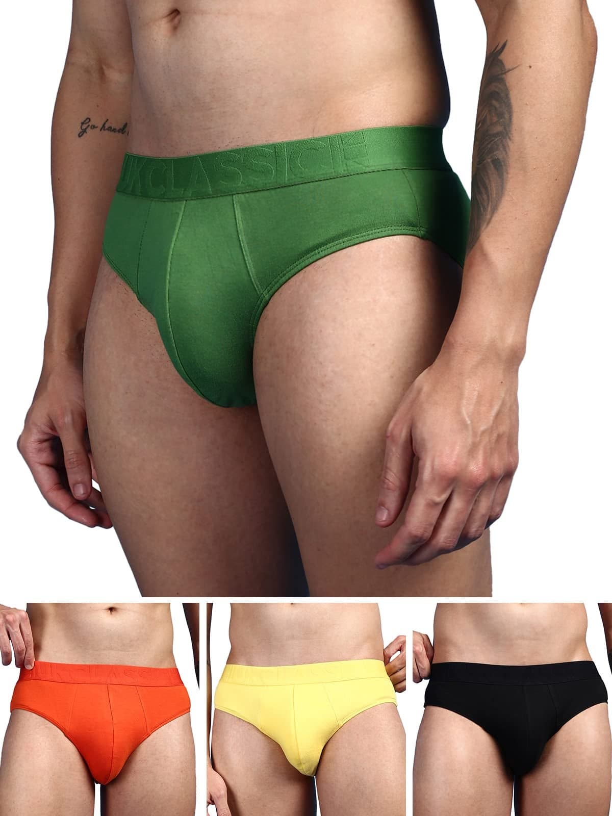 ONN UK Classic Men's Pack of 4 Assorted Ultra Soft Modal Fabric Brief with Fearher Touch Ultra Soft Waistband (Size : Large)