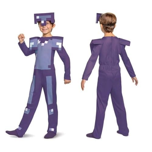 Disguise Minecraft Costume, Enchanted Diamond Armor Outfit for Kids, Minecraft Costume Halloween Multicolored, Medium (7-8)
