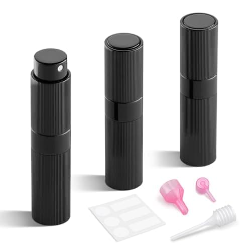 LISAPACK Perfume Travel Refillable Bottle Atomizer Cologne Spray for Men Portable Mini Sprayer Empty for Refill Small Size Black 8ML Striped
