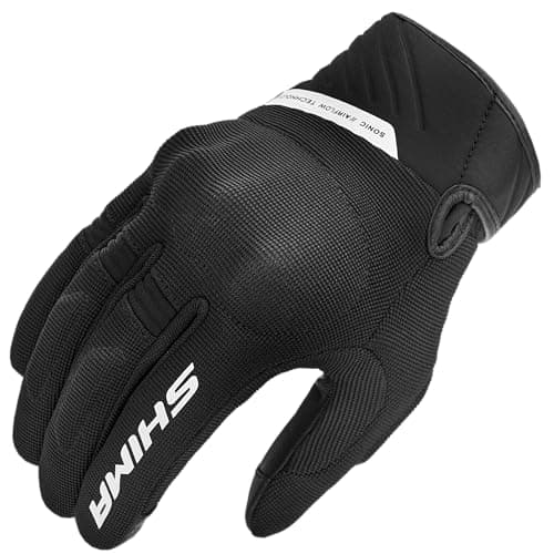 SHIMA Sonic Motorcycle Gloves Women Textile Leather Short Summer Biker Armoured Protectors Moto Powersports Ventilated Touchscreen Motorsport Glove Lightweight Motocross (Mens, White, L)