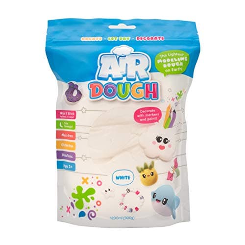 Air Dough - White, Air Dry, Ultra Light, Non-Toxic Modeling Clay in a Resealable Bag Including Tutorial Videos (Educational, Create & Decorate DIY, Kids Gifts, Arts & Crafts for Boys & Girls)