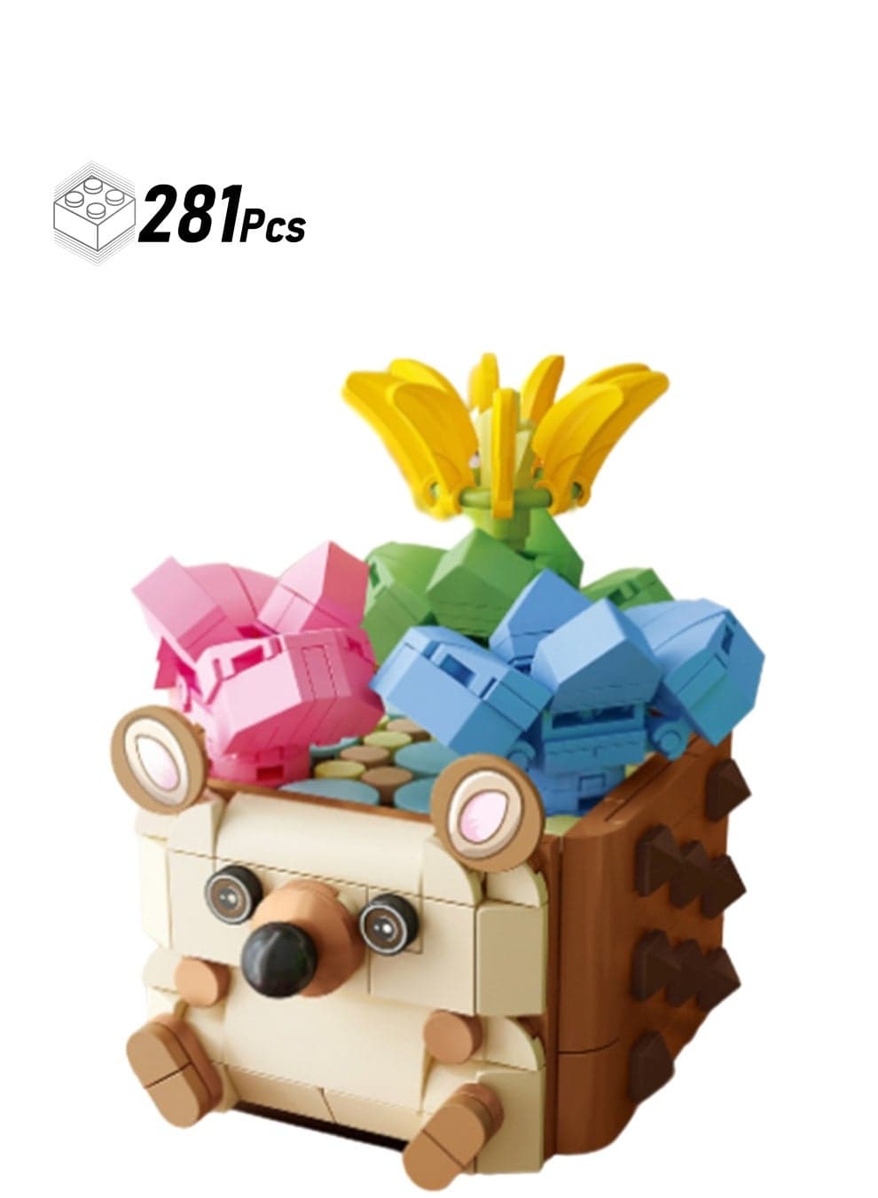 281pcs Hedgehog Flower Pot Potted Model Set Assembling Building Blocks Creative Diy Plant Assembly Toys Children Adult Home Furnishings