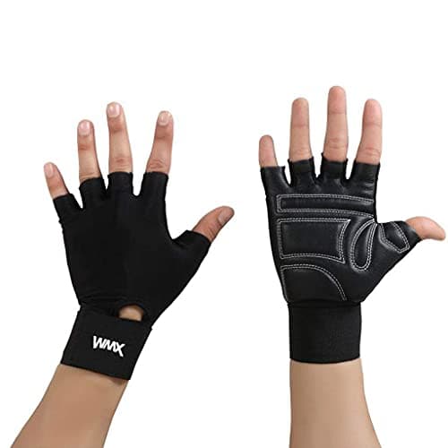 NEVER LOSE Unisex Leather Gym Gloves for Professional Weightlifting, Fitness Training and Workout | with Half-Finger Length, Wrist Wrap for Protection (L, SHEEPLEATHER)