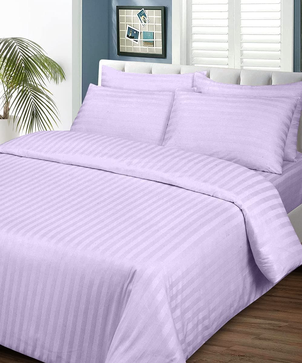 Shri Anand Creations Duvet Cover Single Premium Cotton Quilt/Comforter Cover for Home/Hotels/Resorts/Guest House. 61 x 91 inches, Striped, Zipper (Purple, Single)
