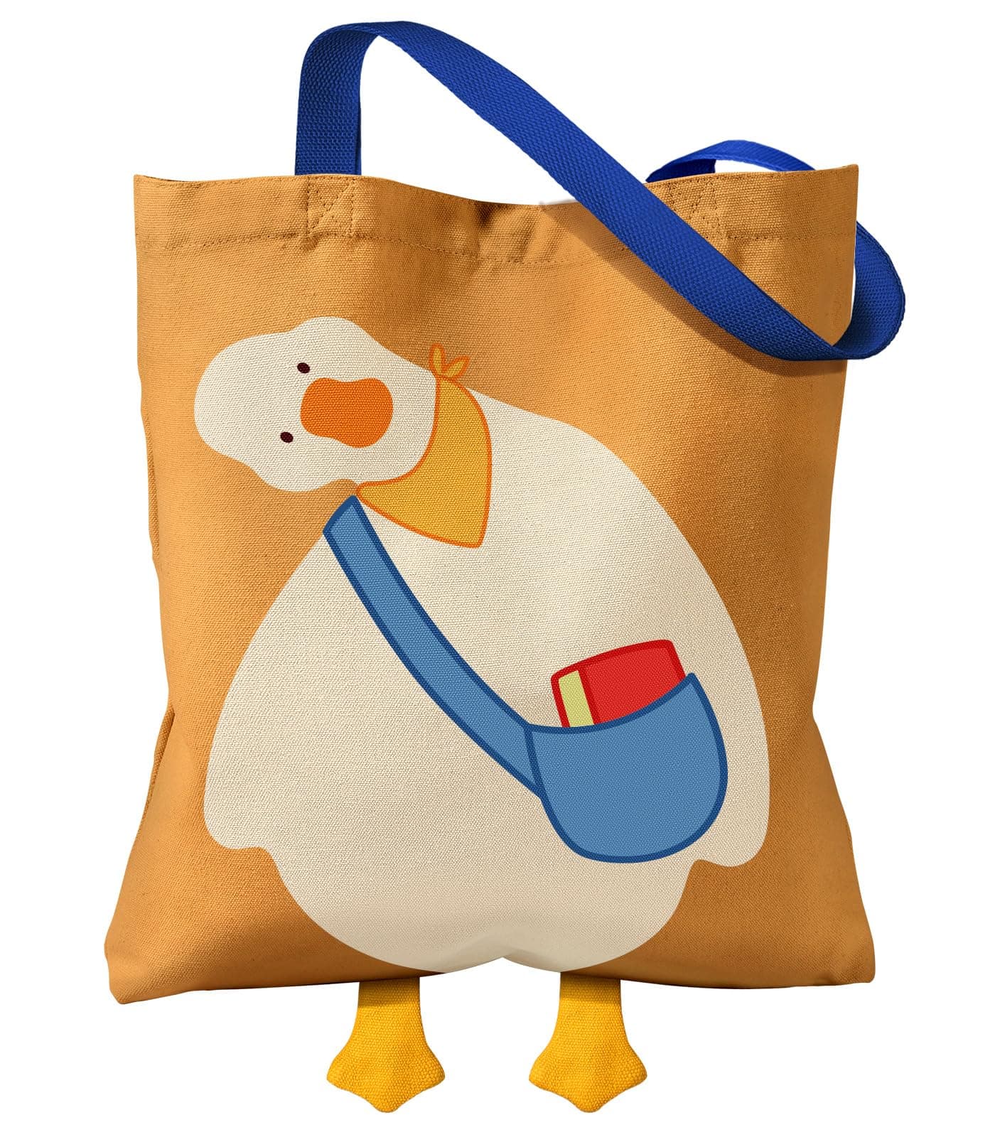 Miss Adola Duck Graphic Cute Canvas Tote Bag for Women - Magnetic Closure & Inner Pocket, Adorable Little Feet, 16"x15" Funny Cartoon Design Cotton Tote Bags for Girls