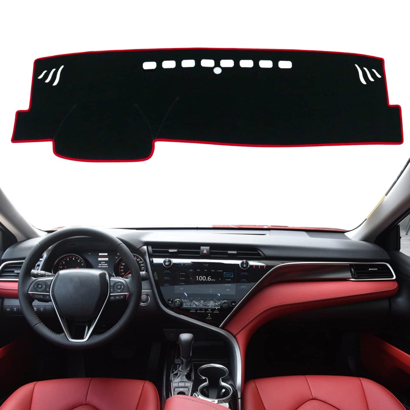 REMOCH for Toyota Camry Accessories 2024 2023 2022 2021 2020 2019 2018 Dash Cover Dashboard Cover Mat Custom Fit Center Console Cover Sunshield Protector PadRed Trim