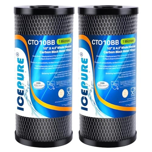ICEPURE 10"X4.5",1 Microns Whole House Sediment Activated Carbon Water Filter Compatible with Dupont WFHDC8001, EP Series,EPM Series, CB-BB-10, GE FXHTC, GXWH40L, GXWH35F, GNWH38S, CTO10BB,2PACK