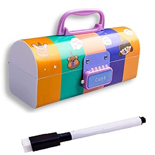 Rahasya Enterprise Kids Pen & Pencil Box-Suitcase Style Password Lock Pencil Case,Multi-Layer Pencil Box for Kids, Boys, Girls, Stationary Organizer Case for Kids (Cute - Multicolor)
