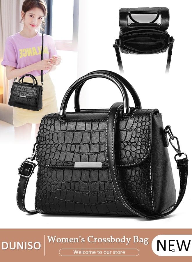 Women's Vintage Handbags Faux Leather Shoulder Bag Ladies Fashion Designer Satchel Crossbody Bag with Adjustable Strap for Ladies