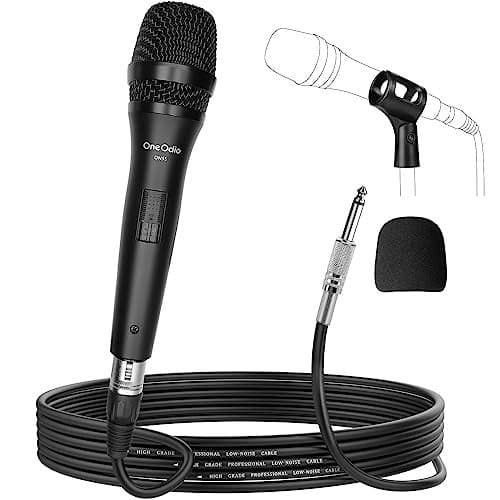 OneOdio ON55 Wired Microphone for Singing - Mic Clips, Metal Female, ON/Off Switch, 16.4ft XLR Cable - Condenser Dynamic Mic for Karaoke Machine, AMP, Speaker, Parties