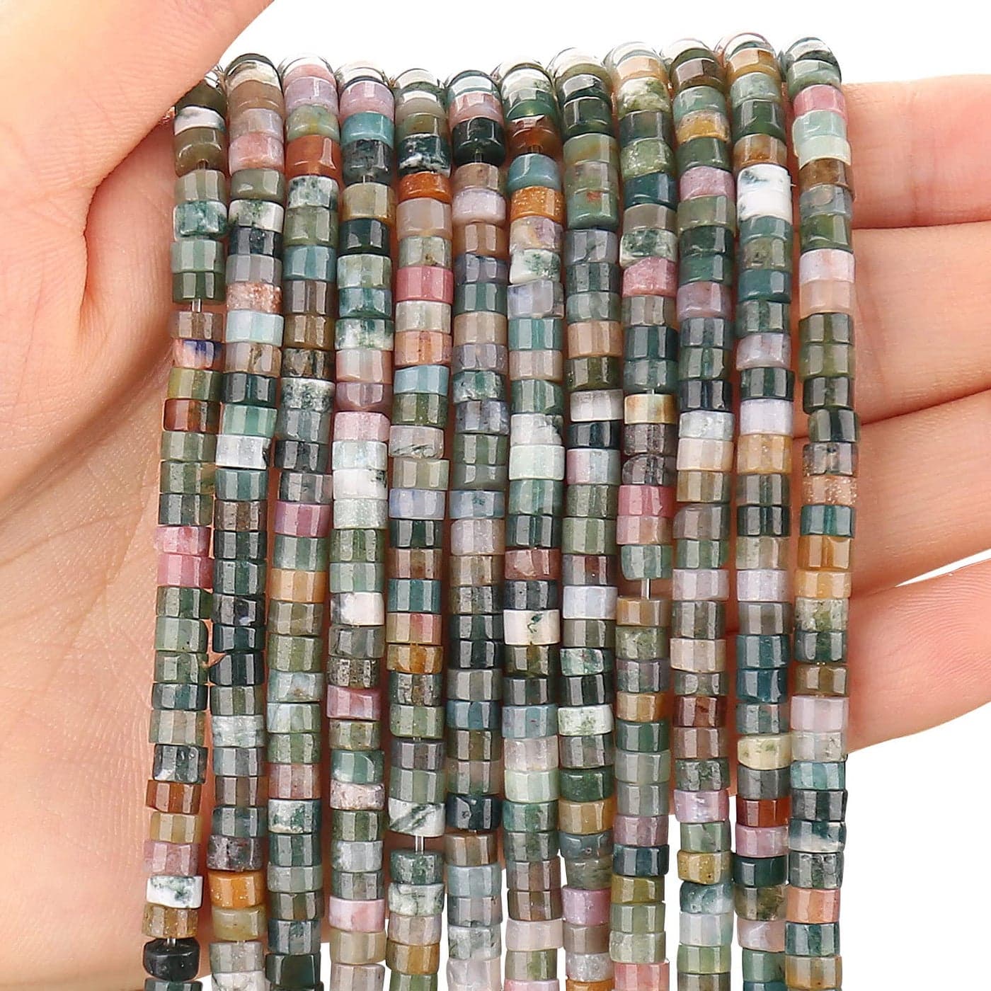 150PCs Natural India Agate Spacer Beads Loose Semi Precious Flat Round Gemstone Heishi Disc Stone Beads for Beading Jewelry Making 4mm2mm 38cm