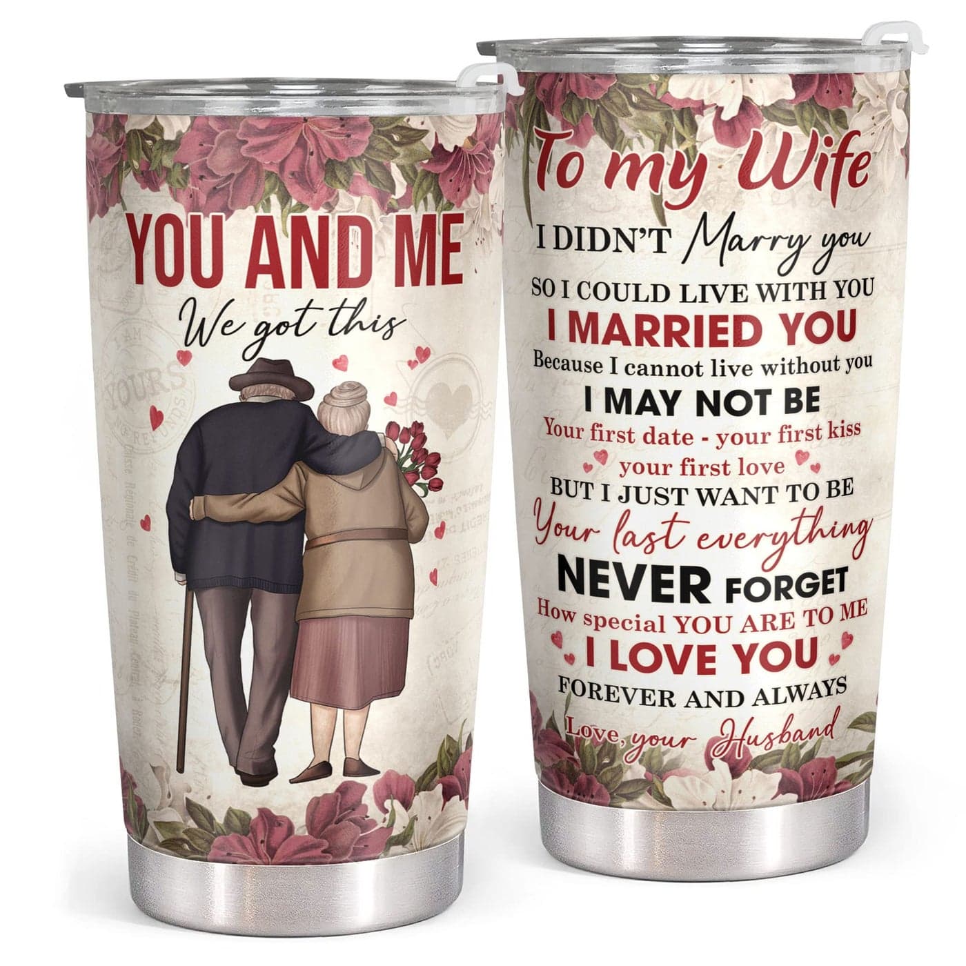 Pawzity Gifts for Wife from Husband Wedding Anniversary Birthday Valentines Gift Ideas for Her Romantic Love Presents Coffee Drinking Cup with Lid 20 Oz Stainless Steel Tumbler