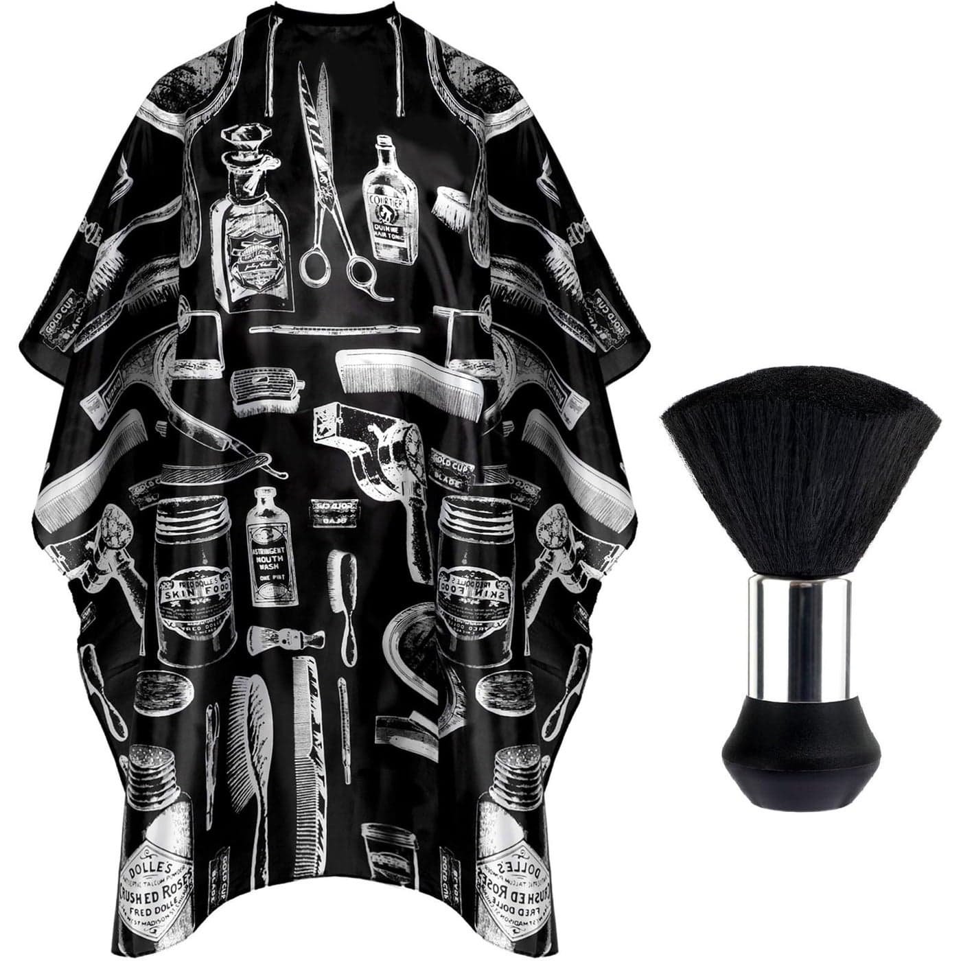 FEBSNOW Hair Cutting Cape KitProfessional Barber Cape with Neck Duster Brush for Adults Waterproof Hairdressing Salon Cape with Adjustable Closure Snap Salon Barber Supplies