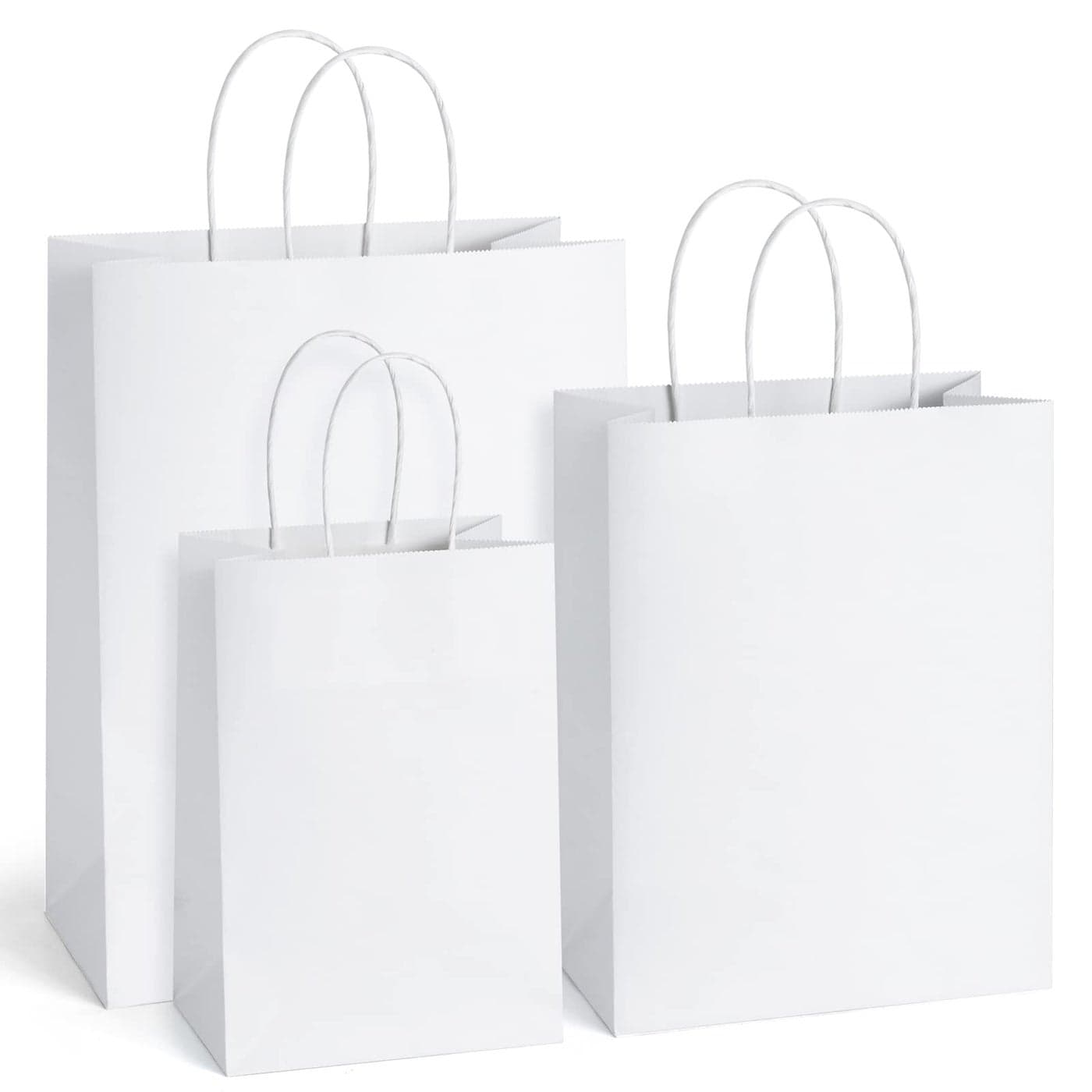 BagDream Kraft Paper Bags 5x3x8 8x425x10 10x5x13 25 Pcs Each White Gift With Handles Craft Merchandise Retail 100 Recyclable Paper Sacks