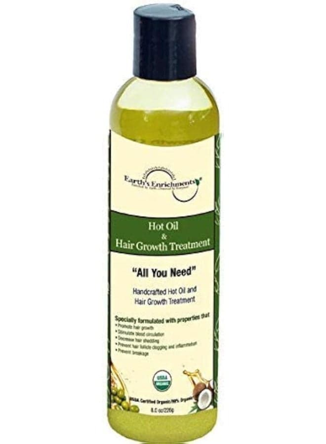 Hot Oil Treatment for Dry, Damaged Hair, Hair Growth Serum, Moisturizes, Hydrates, Reduce Shedding and Breakage, USDA Organic, 8oz