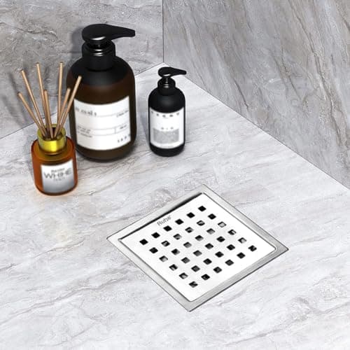 Ruhe® Pearl Square Floor Drainer | 304-Grade Stainless Steel Floor Drain- Pearl Square Flat Cut (6x6 inches) (Pack of 2)