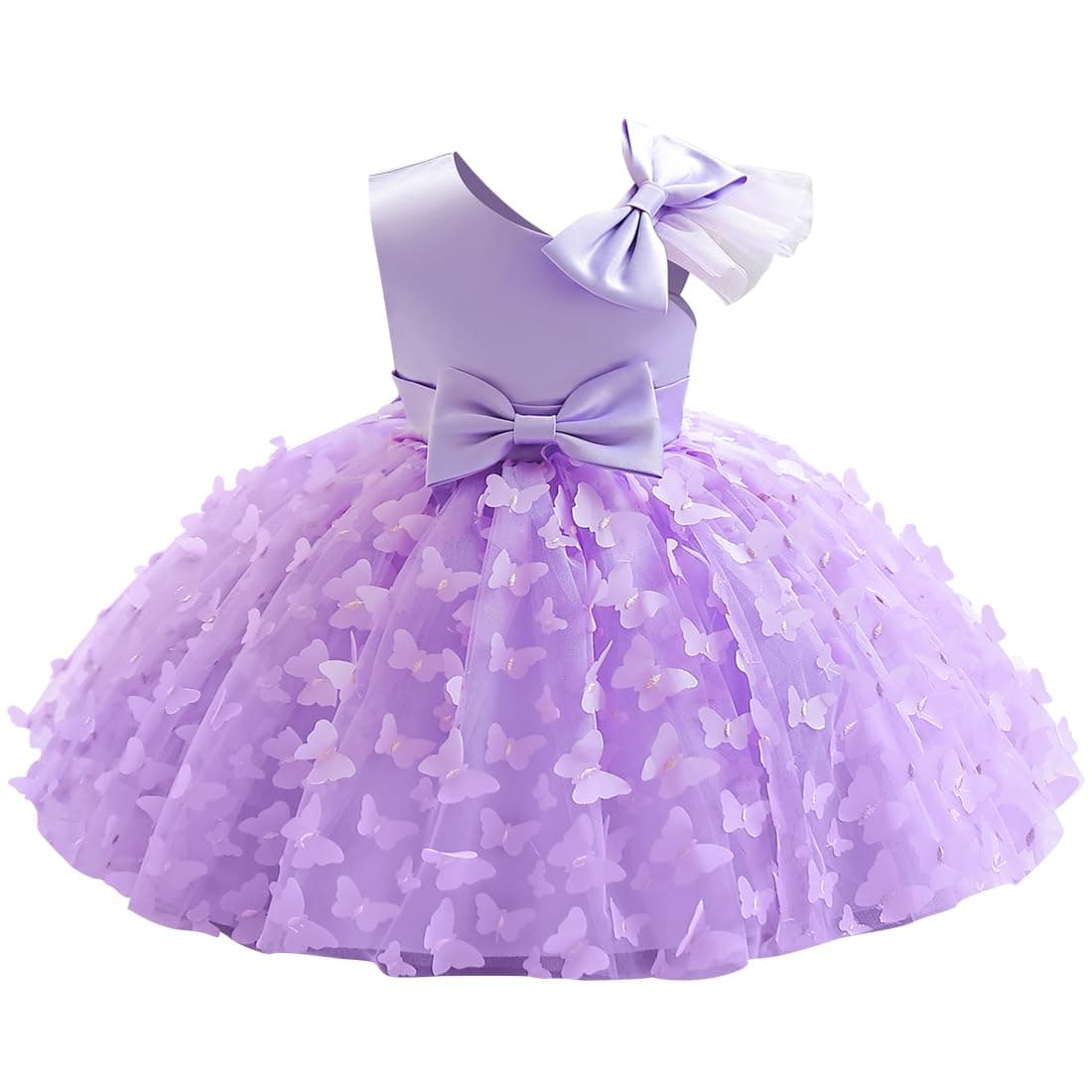 Flower Girl Toddler Baby Girl Dress Infant Wedding Birthday Party Pageant Dress Bowknot Stain Tulle Butterfly Dress Princess Tutu Formal Dresses Purple 1218 Months