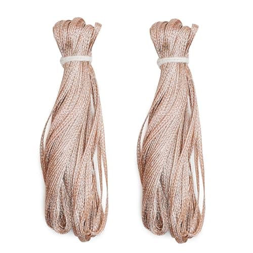 Embroiderymaterial Metallic Soutache Braided Cord for Embroidery and Craft Making, 5MM, 2 Rolls 30 Metre, Light Rose Gold Color