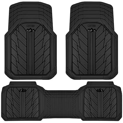 CAR PASS Heavy Rubber Car Floor Mats Deep Waterproof Car Mats All Weather Universal Trimto Fit Automotive Floor Mats for Car SUV Truck Van Durable Floor Liners Solid Black