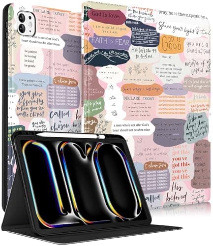 Uppuppy for iPad Pro 13 Inch Case 2024 - Women Girls Cute Folio Smart Cover with Pencil Holder Girly Pretty Aesthetic Fashion Design for iPad Pro M4 13 Inch Cases A2925 A2926 A3007