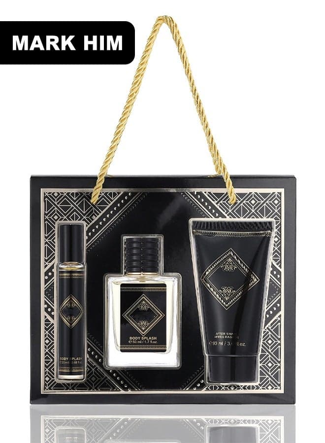 3-Piece Masculine Grooming & Fragrance Gift Set for Men, Luxury Body Splash, Pocket Perfume & After Shave Balm, Premium Eau de Parfum Gift for Him, Father, Boyfriend