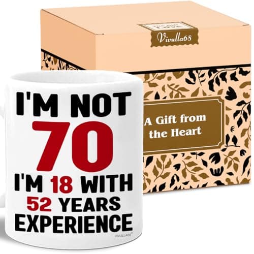 Vivulla68 70th Birthday Mug 11oz, 70 Year Old Birthday Gifts for Men - Funny Gift for Women, Men - Vintage 1956 Coffee Cup - Unique Present for Man, Woman, Mom, Dad, Grandma, Grandpa - Turning 70 Idea