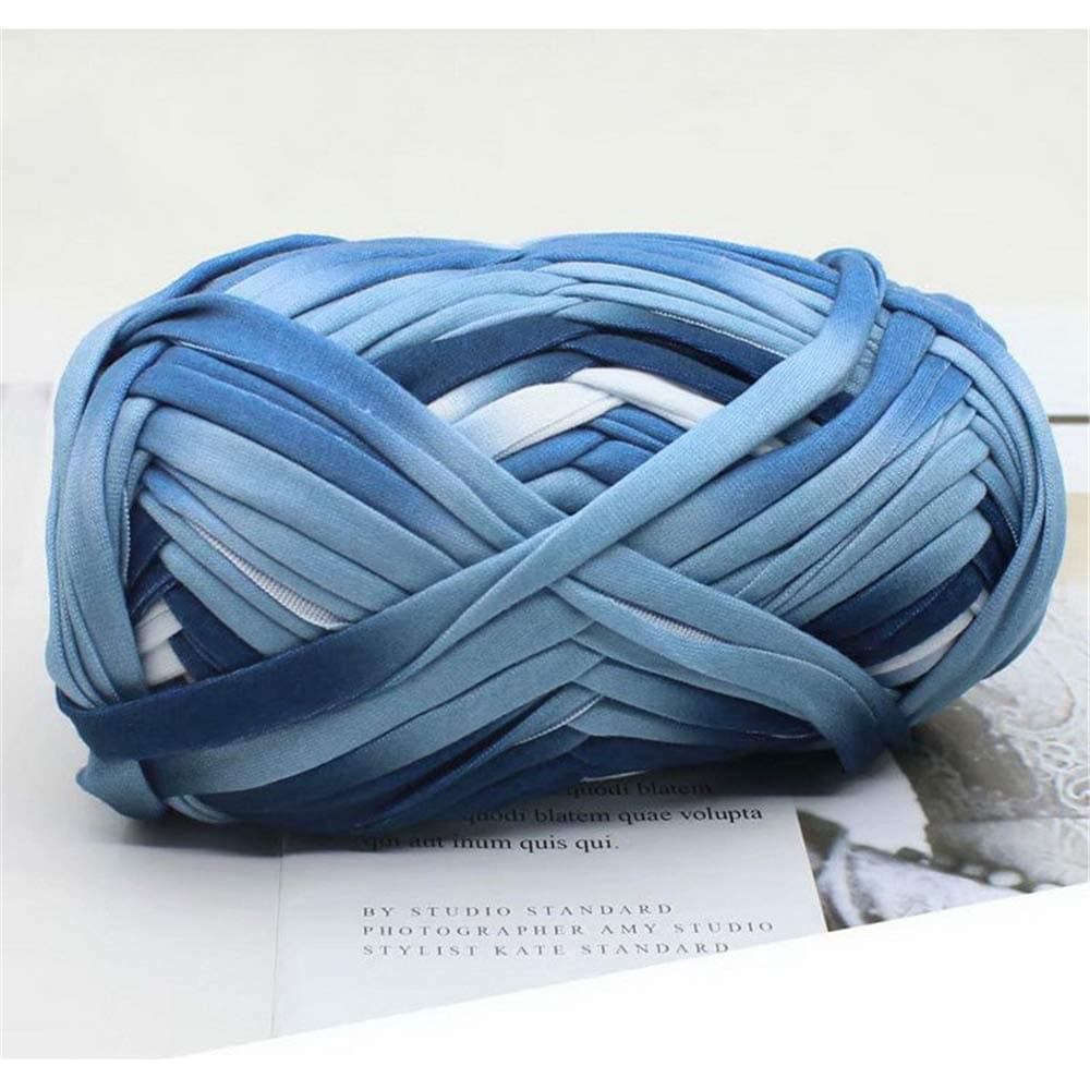1 PCS Colorful TShirt Yarn Knitting Yarn Fabric Crochet Cloth for DIY Knitted Fabric Art 51 BlueWhite