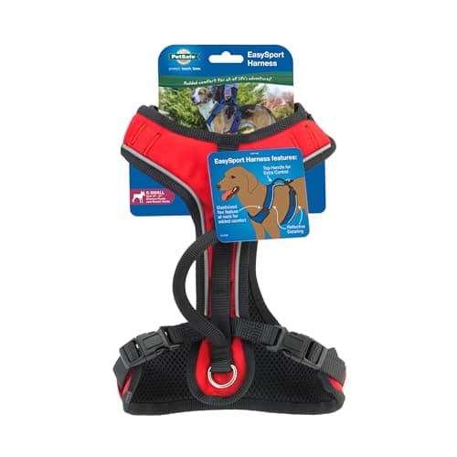 PetSafe EasySport Dog Harness Adjustable Padded Dog Harness with Control Handle and Reflective Piping Extra Small, Red