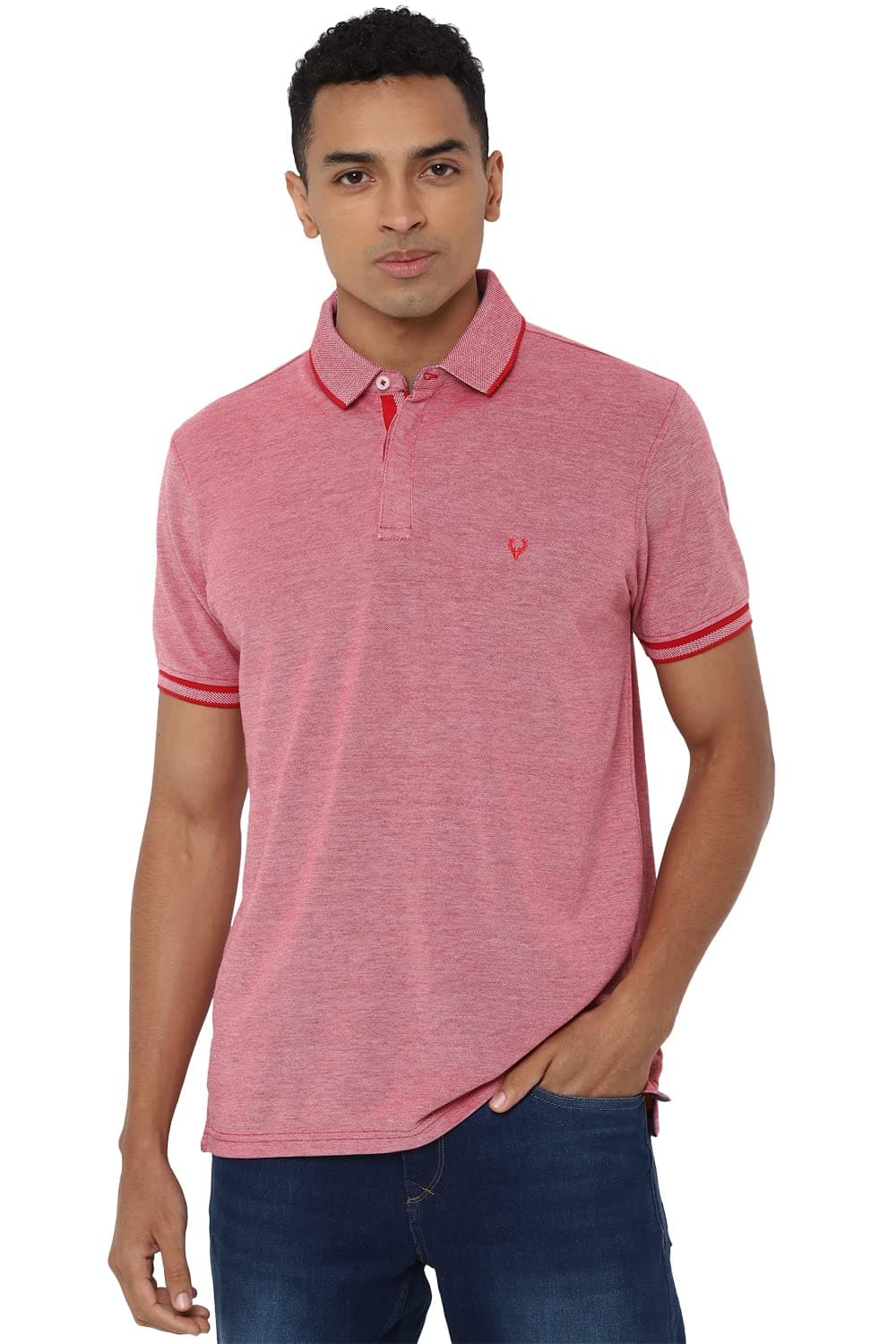 Allen Solly Men Regular Fit Polo (ASKPQRGFN94502-L_Red_L)