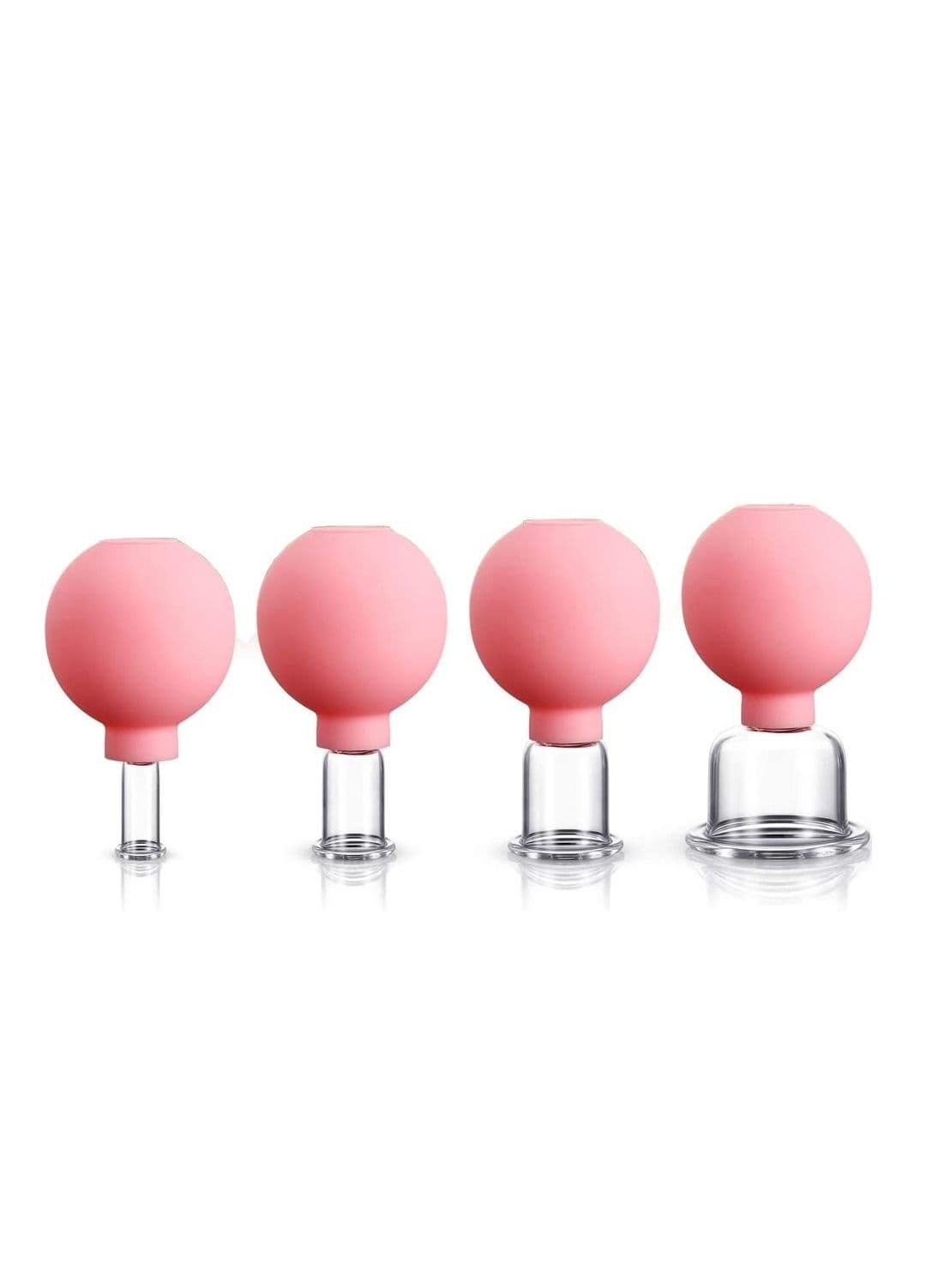 Facial Cupping Therapeutic Instrument - Facial Glass Vacuum Suction Cup Facial Beauty Wrinkle Removal and Fat Elimination Body Cup Facial and Body Fascia Massager - Pink