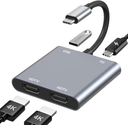 USB C to Dual HDMI Adapter 4K60Hz HDMI Splitter for Dual Monitors with USB 30 100W PD Charging HDMI Splitter Extended Display for MacBook AirPro Dell XPS HP Surface Chromebook