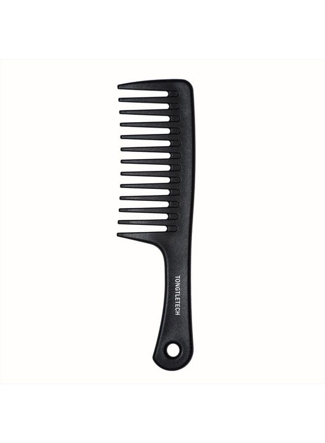 Wide Tooth Comb Detangling Hair Brush Wide Comb Barber Comb Hairdressing Hair Styling Comb Heat Resistant Anti-static Comb Paddle Hair Comb Care Handgrip Comb for Long, Wet or Curly Hair Comb Black …