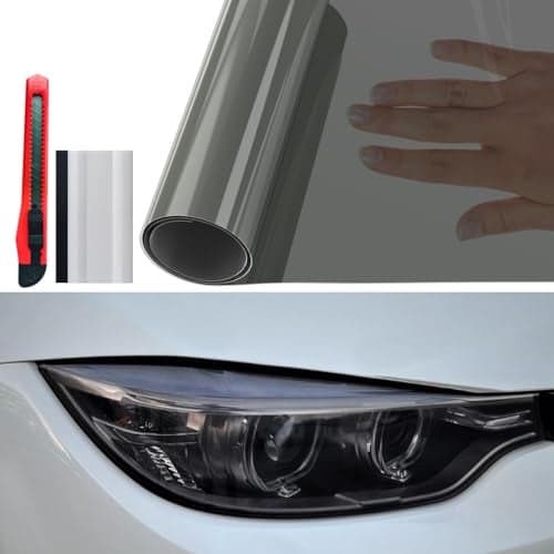 12" x 7ft Headlight Taillight Tint Film,Light Black Car Light Self-Adhesive Film,Car Light Protector Film, Cover Tint Film for Cars, Trucks, SUVs
