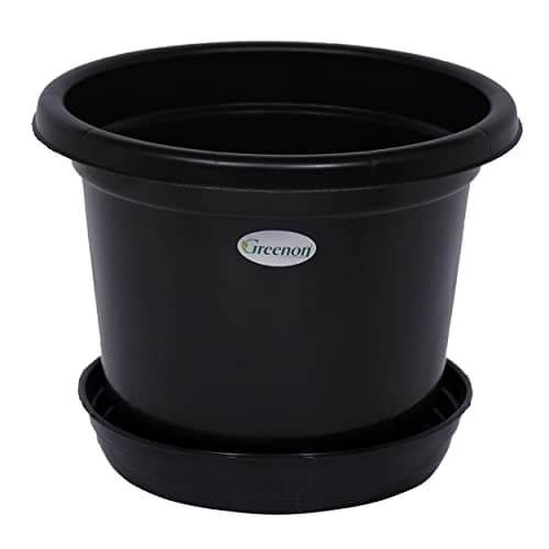GREENON® 8 Inch Plant Pot with Bottom Tray Pack of 5 Virgin Plastic Best for Indoor and Outdoor | UnFadable | UV Treated