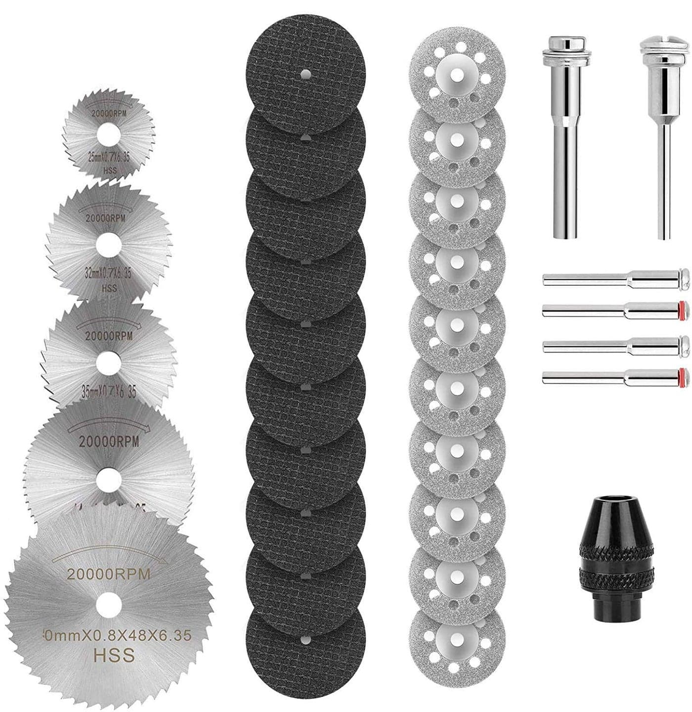 DIY Crafts Pack of 120 Pcs Kit Multi Combo Kit Cutting Wheels Diamond Cutting Wheel HSS Circular Saw Blades Resin CutOff Wheels Keyless Chuck Mandrels foPack of 120 Pcs Kit Multi Combo Kit