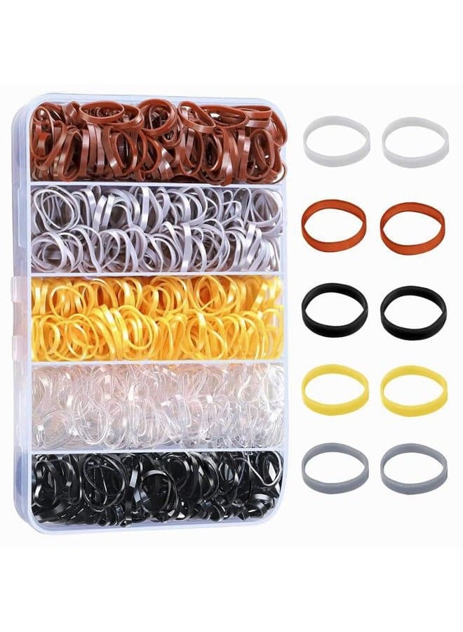 Elastic Hair Bands, 5 Colors 600 pcs Hair Ties, Mini Hair Rubber Bands, Elastic Hair Ties for Girl, Ponytail Holders, Hair Accessories for Men, Women, Toddler, Neutral Colors